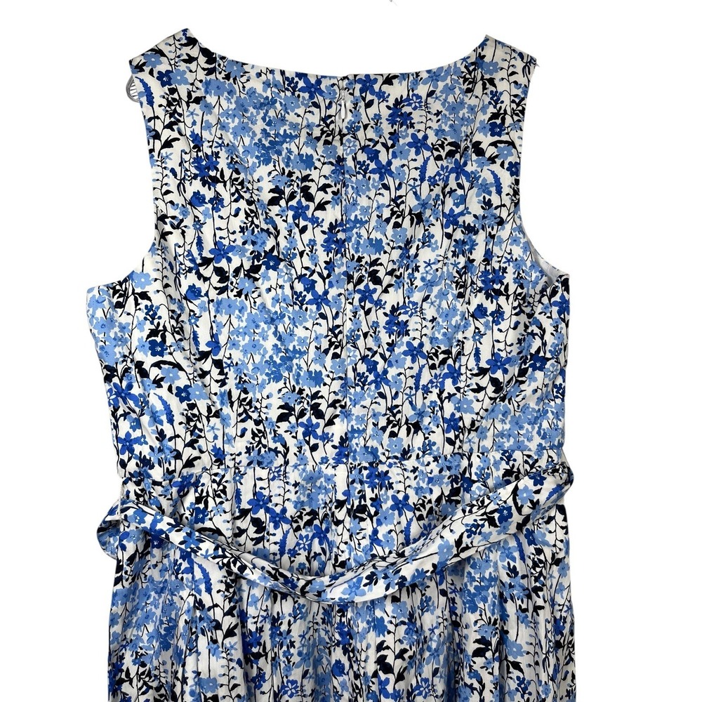 NWT $139 TOMMY HILFIGER Sz 12 Dress Blue Floral Fit & Flare Tie Belt Sleeveless - Picture 4 of 12